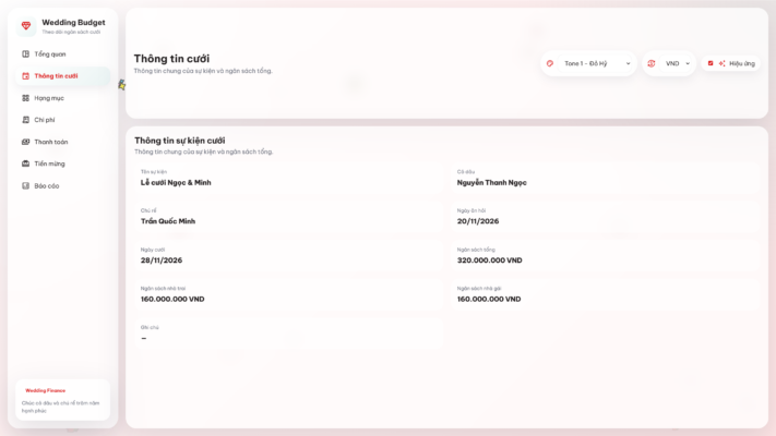 Web App – Quản lý chi phí / tiền mừng đám cưới thông minh & tự động - Ảnh 4