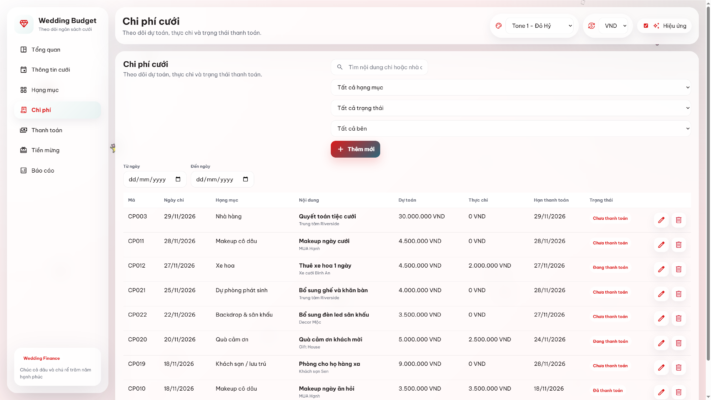 Web App – Quản lý chi phí / tiền mừng đám cưới thông minh & tự động - Ảnh 7