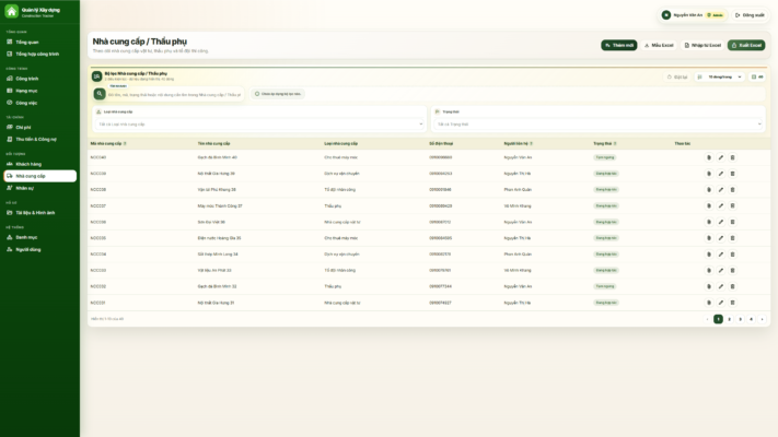 WEB APP – Quản lý công trình xây dựng (Tiến độ, chi phí, công nợ, nhân sự, hạng mục & công việc) - Ảnh 11