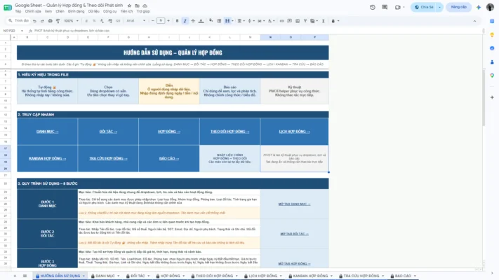 Google Sheet – Quản lý Hợp đồng & Theo dõi Phát sinh - Ảnh 2