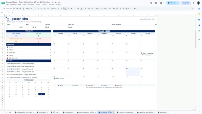 Google Sheet – Quản lý Hợp đồng & Theo dõi Phát sinh - Ảnh 6