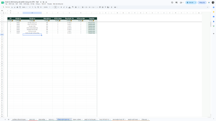 Google Sheet – Quản lý định lượng sản phẩm dùng cho SPA – Nail - Ảnh 6