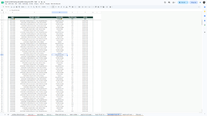 Google Sheet – Quản lý định lượng sản phẩm dùng cho SPA – Nail - Ảnh 10