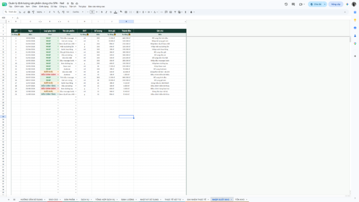 Google Sheet – Quản lý định lượng sản phẩm dùng cho SPA – Nail - Ảnh 11