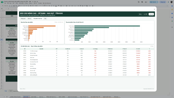 Google Sheet – Quản lý định lượng sản phẩm dùng cho SPA – Nail - Ảnh 15