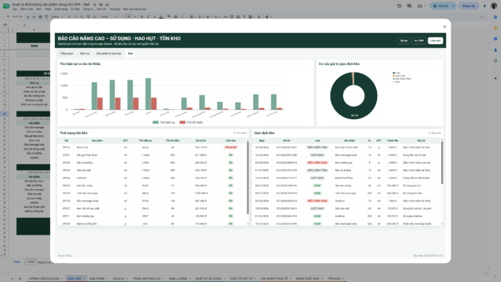 Google Sheet – Quản lý định lượng sản phẩm dùng cho SPA – Nail - Ảnh 16