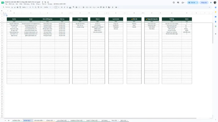 Google Sheet – Quản lý văn bản đến & công việc dành cho cơ quan 1.0 - Ảnh 3