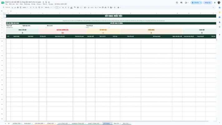 Google Sheet – Quản lý văn bản đến & công việc dành cho cơ quan 1.0 - Ảnh 9